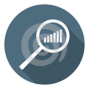 Chart Icon. Increase Schedule in Magnifier. Analysis and Statistics Data Symbol. Flat Style. Vector illustration for Your Design,