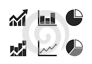 Chart icon set. business analytics, pie chart and growth trend symbol. infographic and web design sign