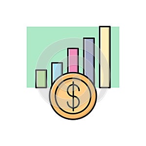 Chart vector flat color icon