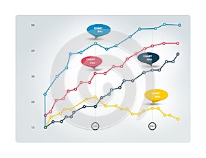 Chart for infographics. Lined graph.