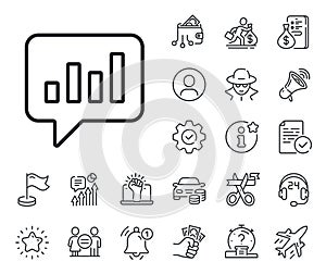 Chart line icon. Report graph in speech bubble. Salaryman, gender equality and alert bell. Vector