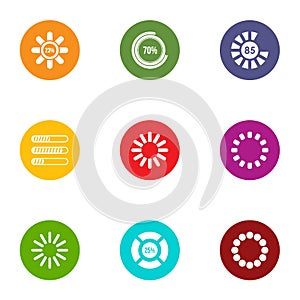 Chart loading icons set, flat style