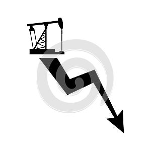 Chart for lower prices for oil and petroleum products. Oil decline graph