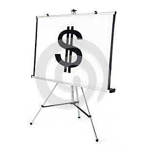 Chart with dollar sign isolated on white background photo