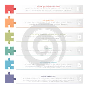Chart table design, ranked numbered list vector template with colorful puzzles