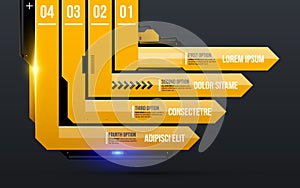 Chart template with four directional stripes in yellow industrial techno style