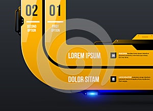 Chart template with two round stripes in yellow industrial techno style