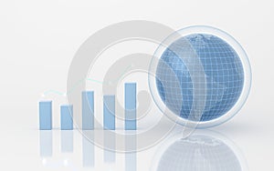 Chart trends and data analysis, 3d rendering