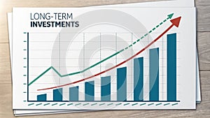 Chart with Upward Trend A financial chart with an upward trend over several years highlighting the benefits of longterm photo