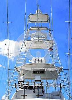 Charter fishing boat flying bridge background photo