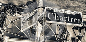Chartres street sign in New Orleans, Louisiana