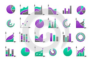 Charts coloured vector icons set