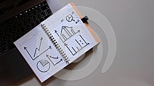 Charts, diagrams concept business on laptop background