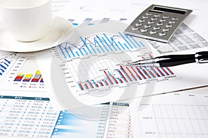 Charts, documents, blueprint