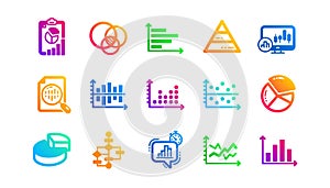 Charts and graphs icons. Infochart, Block diagram and Algorithm. Classic icon set. Vector