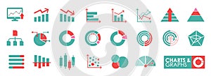 Charts and Graphs icons set vector illustration.