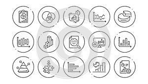 Charts and graphs line icons. Infochart, Block diagram and Algorithm. Linear icon set. Vector