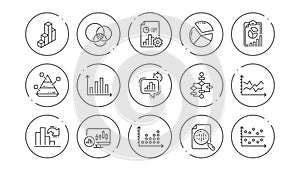 Charts and graphs line icons. Infochart, Block diagram and Algorithm. Linear icon set. Vector