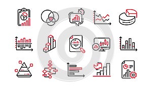 Charts and graphs line icons. Infochart, Block diagram and Algorithm. Linear icon set. Vector