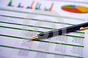 Charts Graphs spreadsheet paper. Financial development, Banking Account, Statistics, Investment.