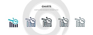 Charts icon in different style vector illustration. two colored and black charts vector icons designed in filled, outline, line