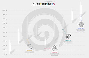 Charts infographic business paper cut.Statistic and modern graphical presentation data marketing