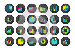 Charts round vector icons set