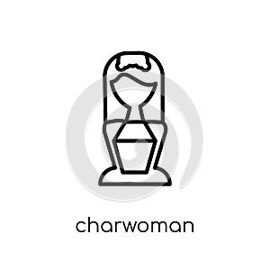 Charwoman icon. Trendy modern flat linear vector Charwoman icon photo