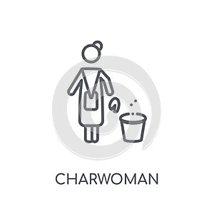 Charwoman linear icon. Modern outline Charwoman logo concept on photo