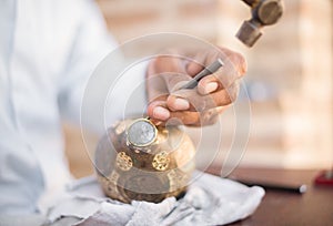 Chaser of copper at work