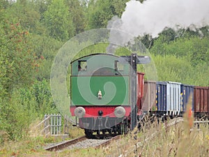 Chasewater Railway, Staffordshire , England hauling a rake of coal wagons
