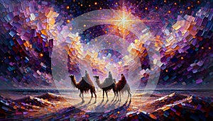 Chasing the Bethlehem Star: Three Wise Men in a Tapestry of Abstract Colors