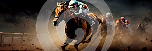 Chasing a horse for victory, horse racing, speed concept