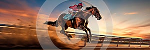 Chasing a horse for victory, horse racing, speed concept