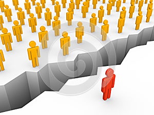 Chasm between human and crowd.