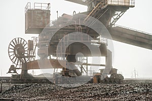 Chassis of bucket wheel excavator on a walking-rail track