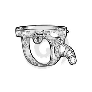 Chastity belt torture device sketch vector photo