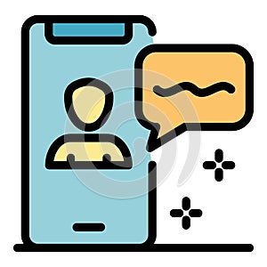 Chat with admin on the phone icon color outline vector