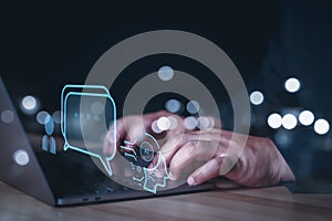 Chat with AI, Artificial Intelligence. man using technology smart robot AI, artificial intelligence by enter command prompt for