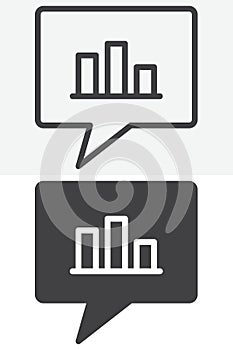 Chat analytics line and solid vector icon set