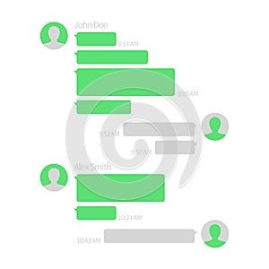 Chat app template. Short message service vector illustration with text bubbles