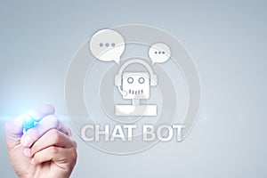 Chat bot, Ai, Artificial intelligence and automation technology in service and support. Business innovation.