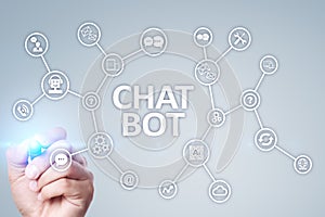 Chat bot, Ai, Artificial intelligence and automation technology in service and support. Business innovation.