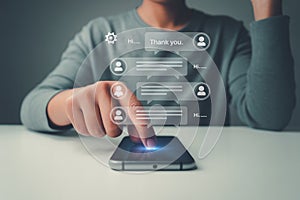 Chat bot ai technology on mobile phone for communication and customer service automation solution 100