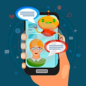 Chat Bot Flat Composition
