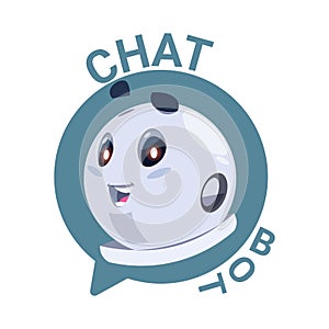 Chat Bot Icon Cute Robot Chatter Or Chatterbot Technical Support Virtual Service Concept