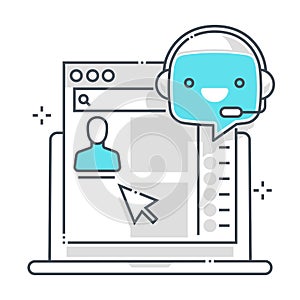Chat bot related, color line, vector icon, illustration set