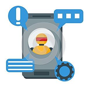 Chat bot, robot. Artificial Intelligence, Knowledge, Expertise, Intellect, Learn.