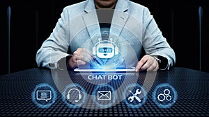 Chat bot Robot Online Chatting Communication Business Internet Technology Concept