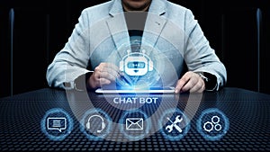 Chat bot Robot Online Chatting Communication Business Internet Technology Concept photo